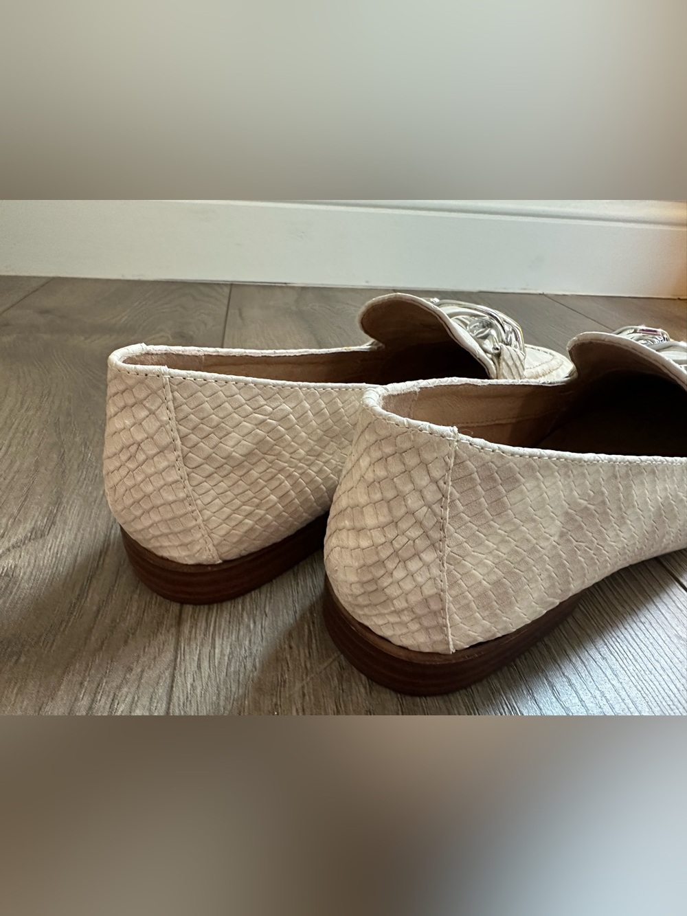 Donald Pliner Bristol Ivory/Cream Textured Leather Loafer, Silver Hardware - Picture 7 of 14